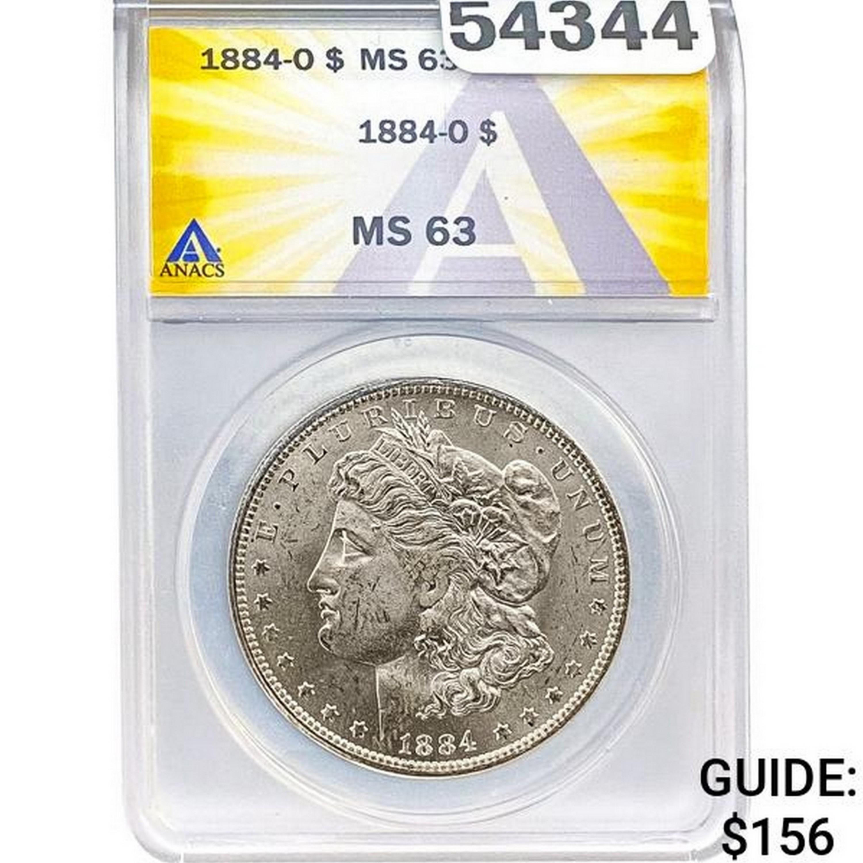 1884-O Morgan Silver Dollar ANACS MS63