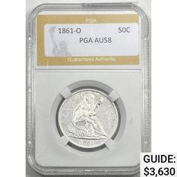 1861-O 50C PGA AU58 SILVER