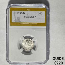 1939-D Mercury Dime PGA MS67