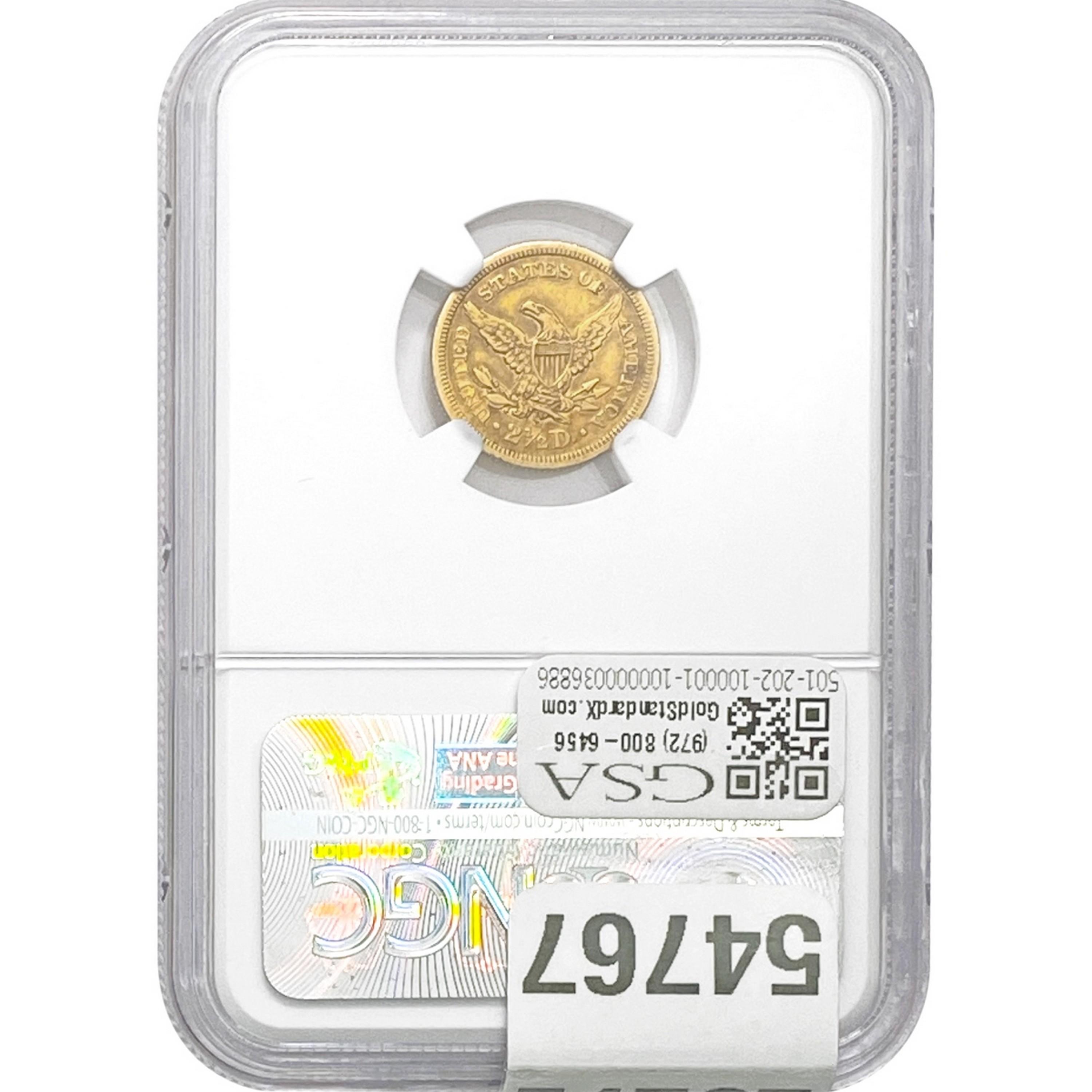 1857-S $2.50 Gold Quarter Eagle NGC XF45