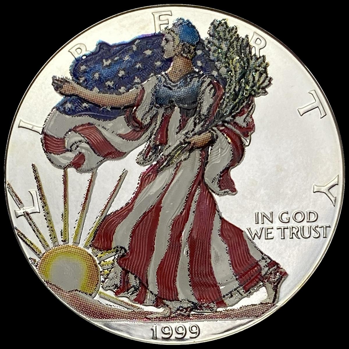 1999 1 oz Silver American Eagle Colorized GEM BU