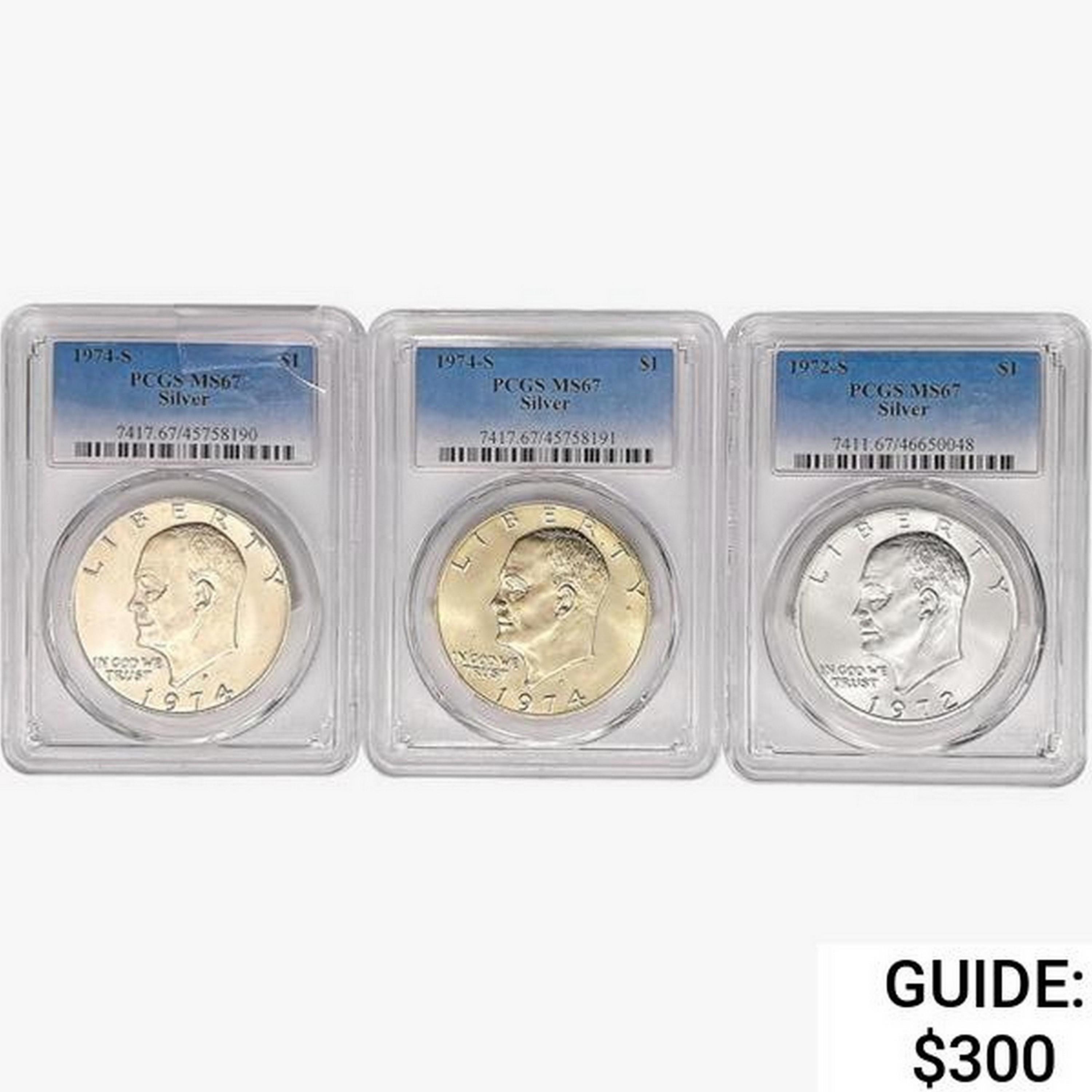[3] 1972-1974 Eisenhower Dollar PCGS MS67