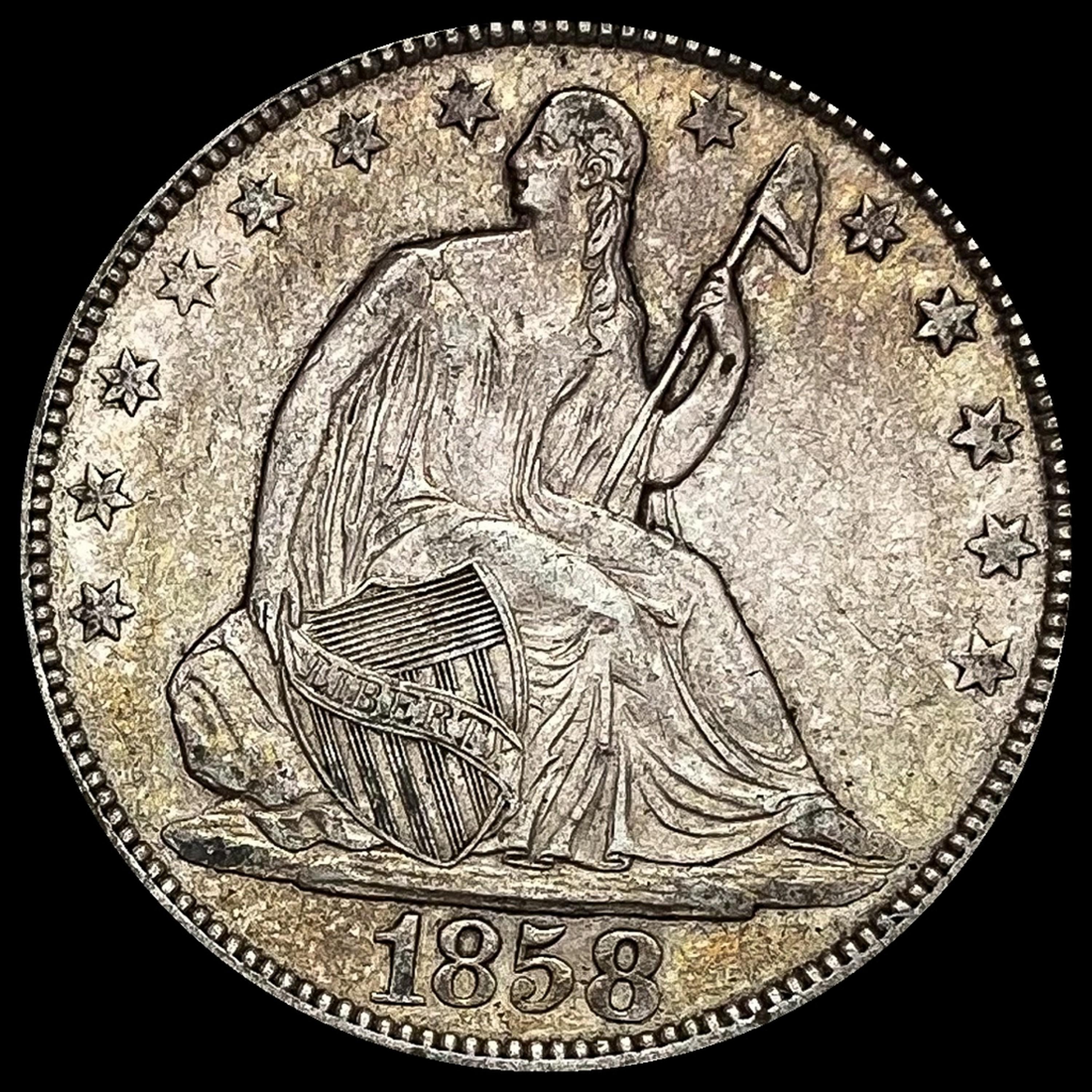 1858 Seated Liberty Half Dollar NEARLY UNCIRCULATED