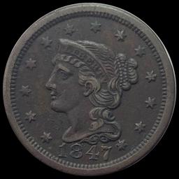 1847 Braided Hair Large Cent CLOSELY UNCIRCULATED