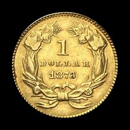 1873 Gold $1 Indian Head Type 3 CHOICE AU
