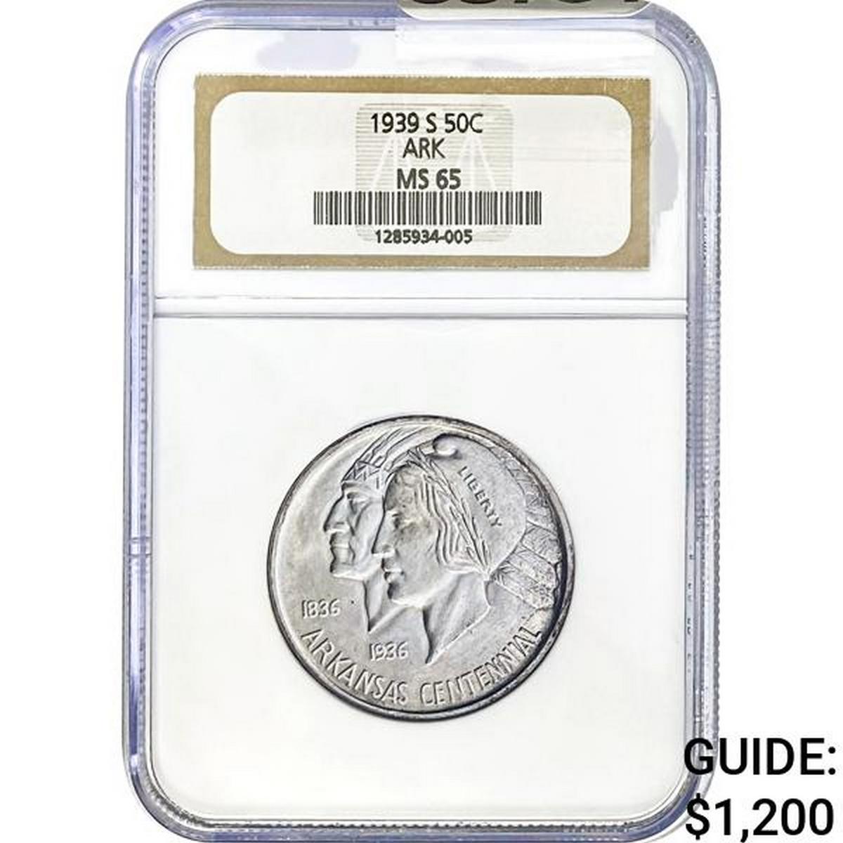 1939-S Arkansas Half Dollar NGC MS65