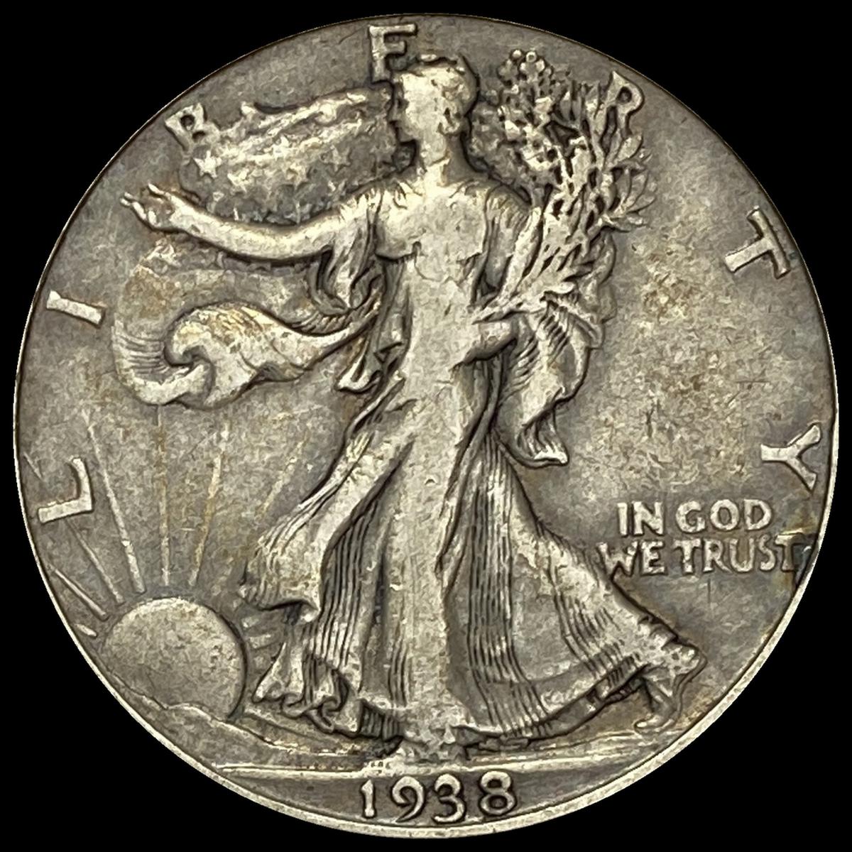 1938-D Silver Half Dollar Walking Liberty LIGHTLY CIRCULATED