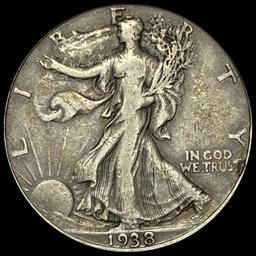 1938-D Silver Half Dollar Walking Liberty LIGHTLY CIRCULATED