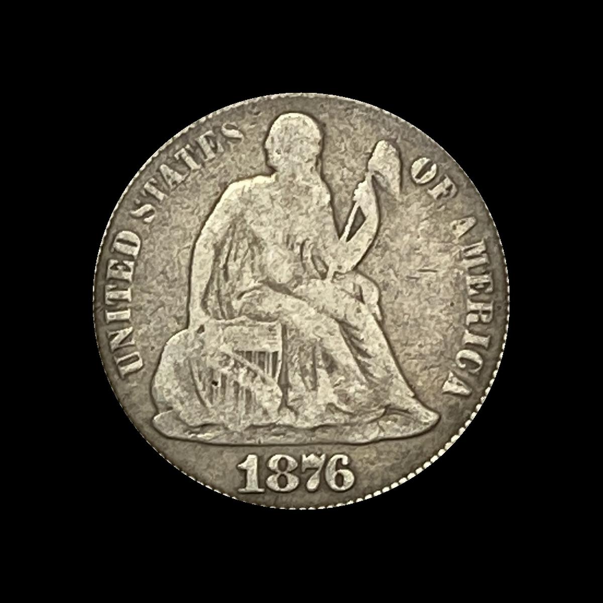 1876-CC Silver Seated Liberty Dime LIGHTLY CIRCULATED