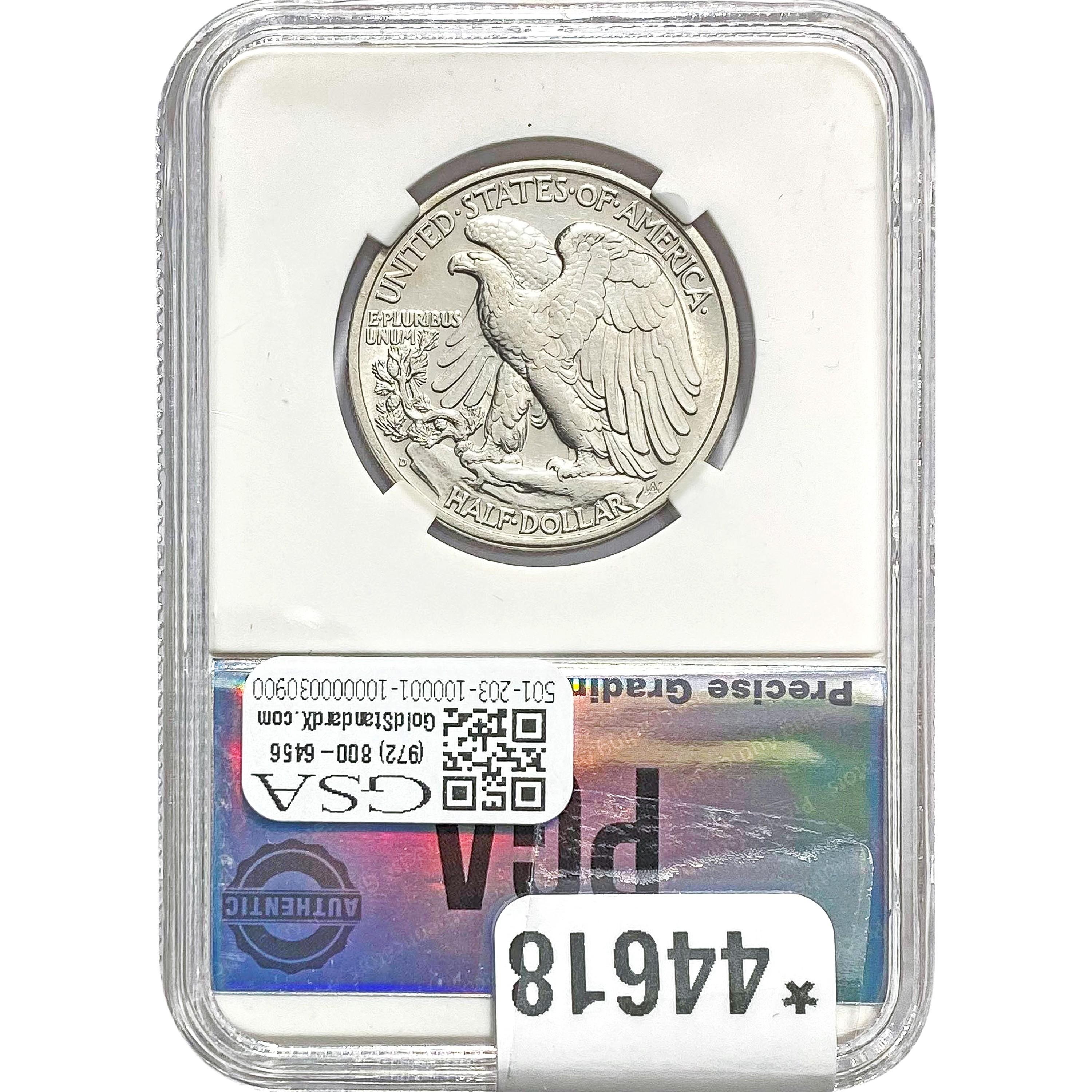 1939-D Walking Liberty Half Dollar PGA M