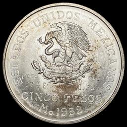 1952 Mexico 5 Pesos M Mint Mark UNCIRCULATED UNCIRCULATED