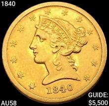 1840 $5 Gold Half Eagle CHOICE AU