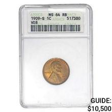 1909-S Wheat Cent ANACS MS64 RB