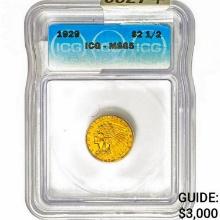 1929 $2.50 Gold Quarter Eagle ICG MS65