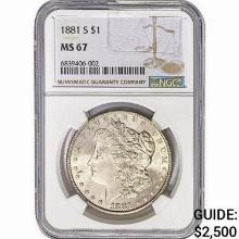 1881-S Morgan Silver Dollar NGC MS67