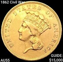1862 Civil War $3 Gold Piece HIGH GRADE