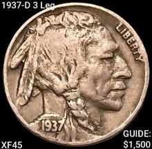1937-D 3 Leg Buffalo Nickel NEARLY UNCIRCULATED