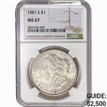 1881-S Morgan Silver Dollar NGC MS67