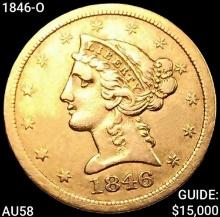1846-O $5 Gold Half Eagle CHOICE AU