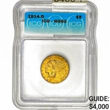 1914-D $5 Gold Half Eagle ICG MS63