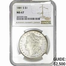 1881-S Morgan Silver Dollar NGC MS67