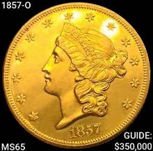 1857-O $20 Gold Double Eagle GEM BU