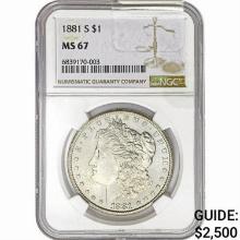 1881-S Morgan Silver Dollar NGC MS67