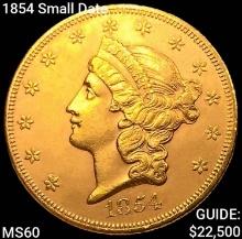 1854 Small Date $20 Gold Double Eagle UNCIRCULATED