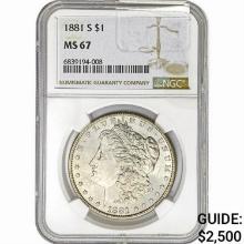 1881-S Morgan Silver Dollar NGC MS67
