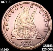 1871-S Seated Liberty Quarter UNCIRCULATED