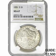 1881-S Morgan Silver Dollar NGC MS67