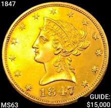 1847 $10 Gold Eagle CHOICE BU