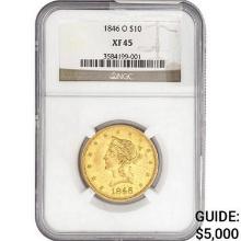 1846-O $10 Gold Eagle NGC XF45