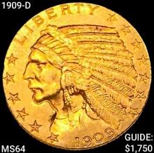 1909-D $5 Gold Half Eagle CHOICE BU