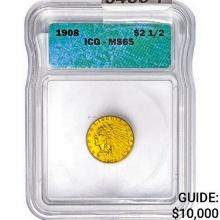 1908 $2.50 Gold Quarter Eagle ICG MS65