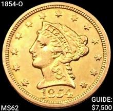1854-O $2.50 Gold Quarter Eagle UNCIRCULATED