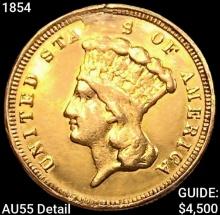1854 $3 Gold Piece HIGH GRADE