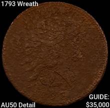 1793 Wreath Flowing Hair Large Cent CLOSELY UNCIRCULATED