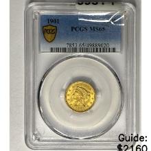 1901 $2.50 Gold Quarter Eagle PCGS MS65
