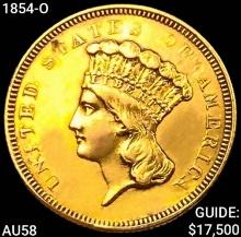 1854-O $3 Gold Piece CHOICE AU