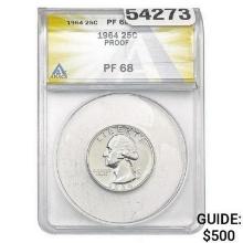 1964 Washington Silver Quarter ANACS PF68