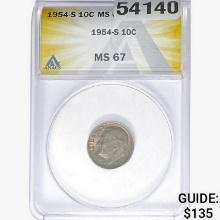 1954-S Roosevelt Dime ANACS MS67
