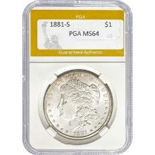 1881-S Morgan Silver Dollar PGA MS64