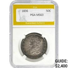 1836 50C Capped Bust Half Dollar PGA MS6