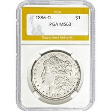 1886-O Morgan Silver Dollar PGA MS63