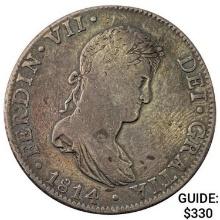 1814Mo JJ Mexico SIlver 8 Relaes NEARLY UNCIRCULATED