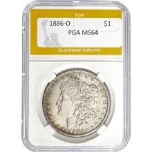 1886-O Morgan Silver Dollar PGA MS64