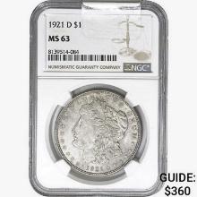 1921-D Morgan Silver Dollar NGC MS63