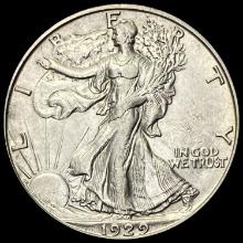 1929-S Silver Walking Liberty Half Dollar CHOICE AU