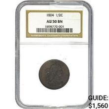 1804 1/2C Draped Bust NGC AU50 BN